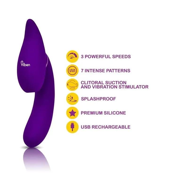 Symphony 21 Mode Swivel Suction Head Triple Motor Vibrator Viben Discreet Intimate Essentials.