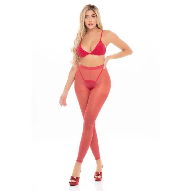 Tall Order 3 Pc Legging Set Black Pink Lipstick Discreet Intimate Essentials.