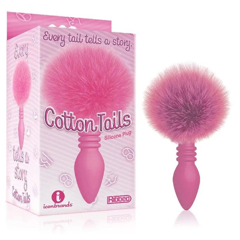 The 9's Cottontails, Ribbed  -  Butt Plug with Bunny Tail Icon Brands Discreet Intimate Essentials.