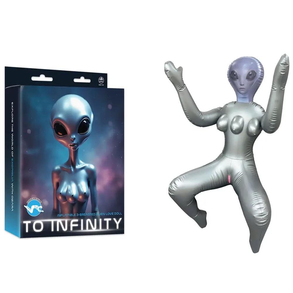 To Infinity - Silver Inflatable Squatting Alien Love Doll Excellent Power Discreet Intimate Essentials.