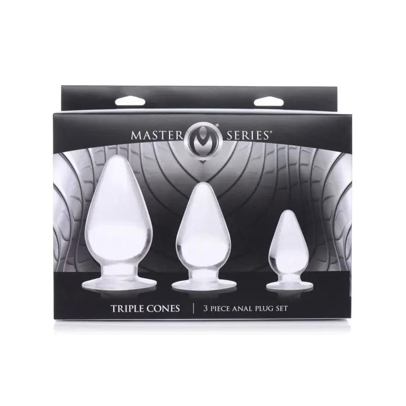 Triple Cones 3 Pc Anal Plug Set Clear Master Series Discreet Intimate Essentials.
