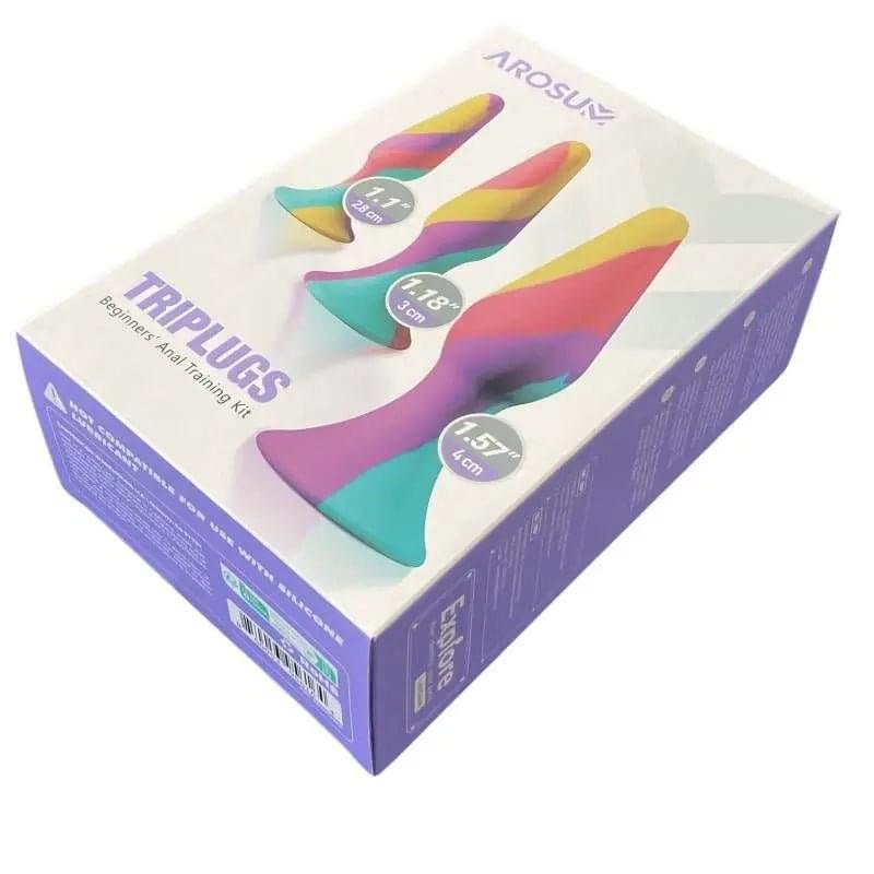 TriPlugs 3 Pc Silicone Anal Training Kit Arosum Discreet Intimate Essentials.