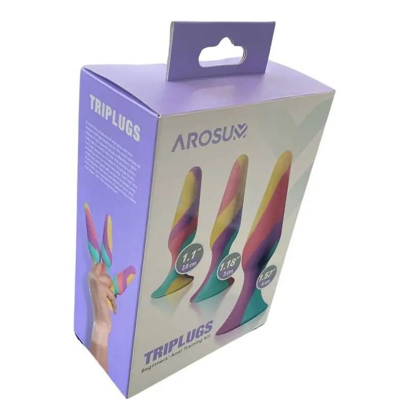 TriPlugs 3 Pc Silicone Anal Training Kit Arosum Discreet Intimate Essentials.
