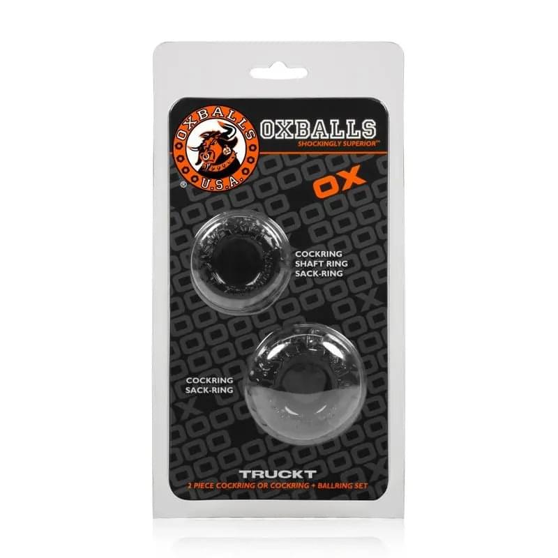 Truckt 2 Pc Cockring Set Black OxBalls Discreet Intimate Essentials.