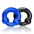 Ultraballs 2 Pk Cockring Black And Pool Blue OxBalls Discreet Intimate Essentials.