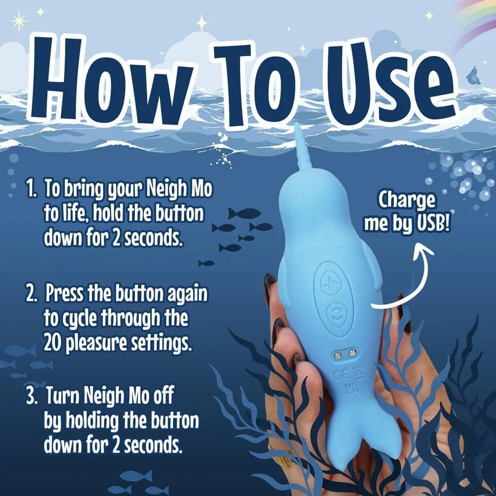 Unihorn of the Sea - Neigh Mo - The Narwhal -  USB Rechargeable Dual Motor Stimulator Creative Conceptions Discreet Intimate Essentials.