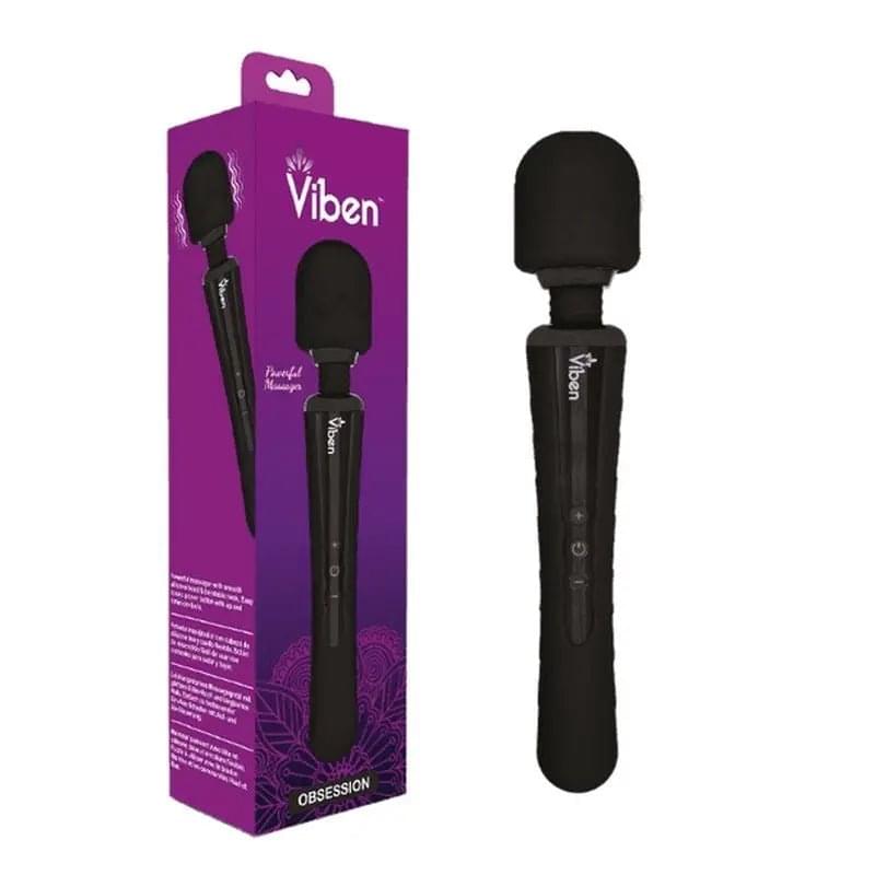 Viben Obsession Rechargeable Wand Massager Black Viben Discreet Intimate Essentials.