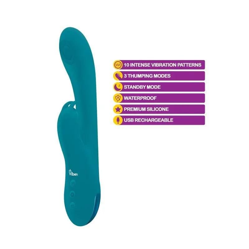 Viben Razzle Rechargeable Thumping Rabbit Ocean Viben Discreet Intimate Essentials.