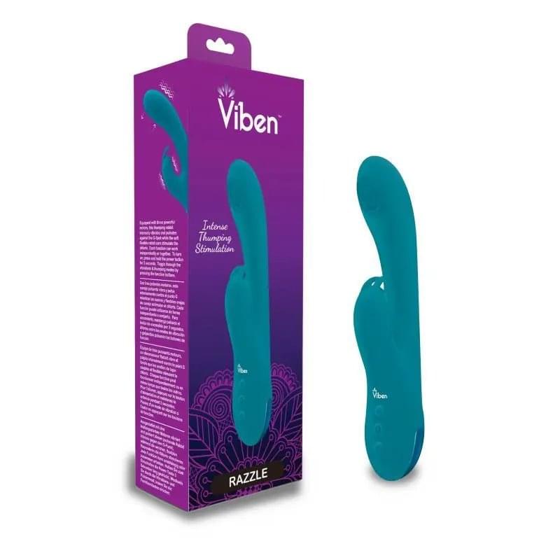 Viben Razzle Rechargeable Thumping Rabbit Ocean Viben Discreet Intimate Essentials.
