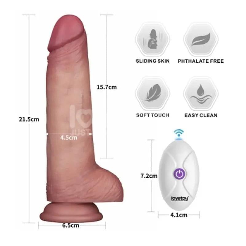 Vibrating Sliding Skin Pro II Silicone Dong 8.5 Lovetoy Discreet Intimate Essentials.