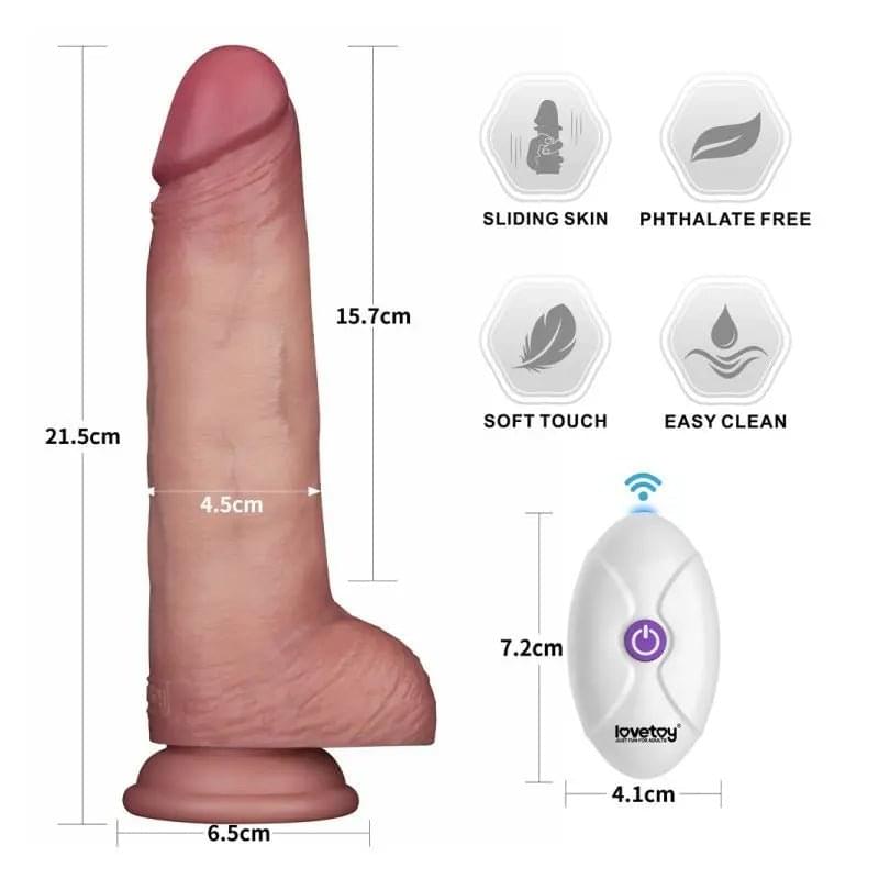 Vibrating Sliding Skin Pro II Silicone Dong 8.5 Lovetoy Discreet Intimate Essentials.