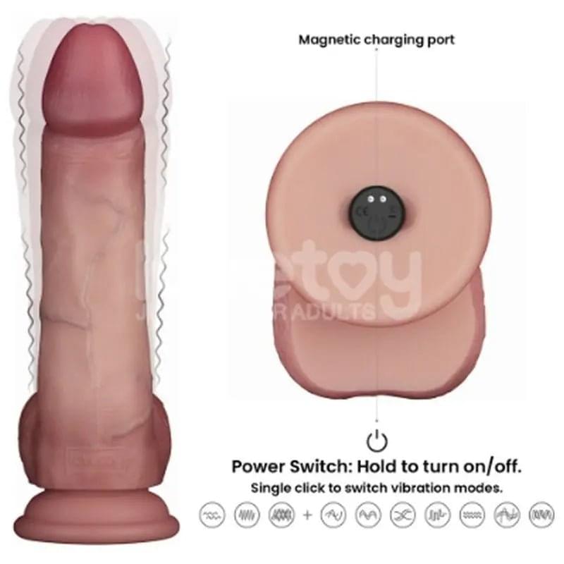 Vibrating Sliding Skin Pro II Silicone Dong 8in Lovetoy Discreet Intimate Essentials.