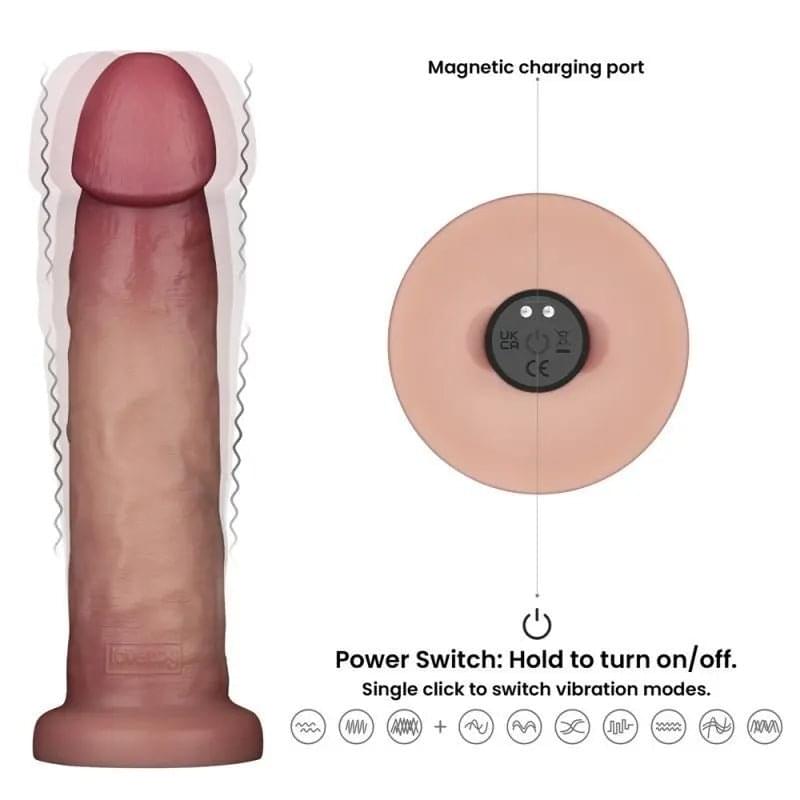 Vibrating Sliding Skin Pro II Silicone Dong 9in Lovetoy Discreet Intimate Essentials.