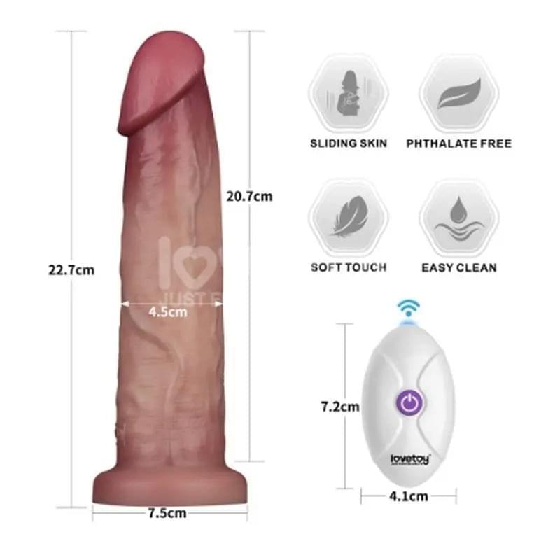 Vibrating Sliding Skin Pro II Silicone Dong 9in Lovetoy Discreet Intimate Essentials.