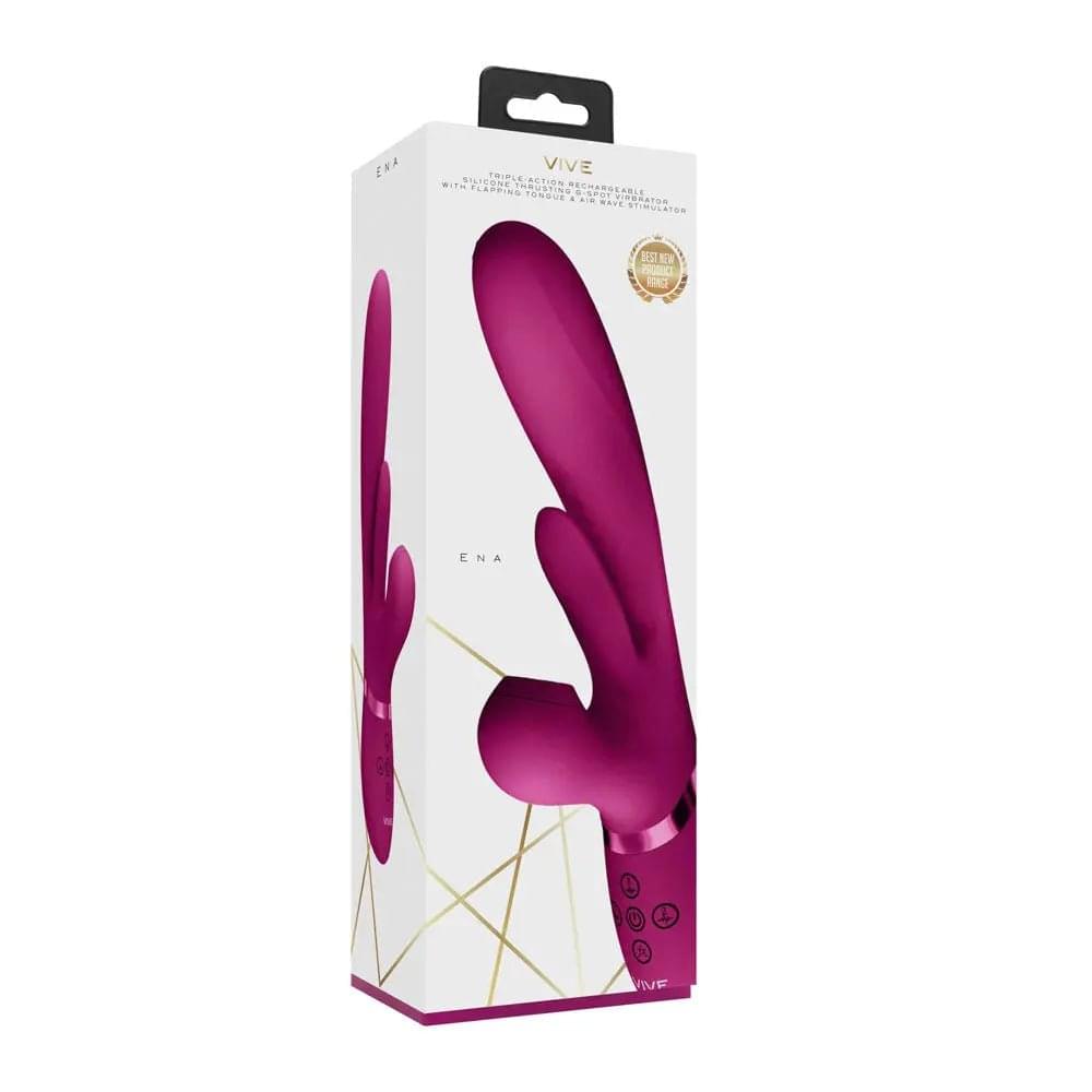 VIVE Ena -  -  25 cm USB Rechargeable Thrusting Vibrator with Air Wave Stimulator Shots Toys Discreet Intimate Essentials.