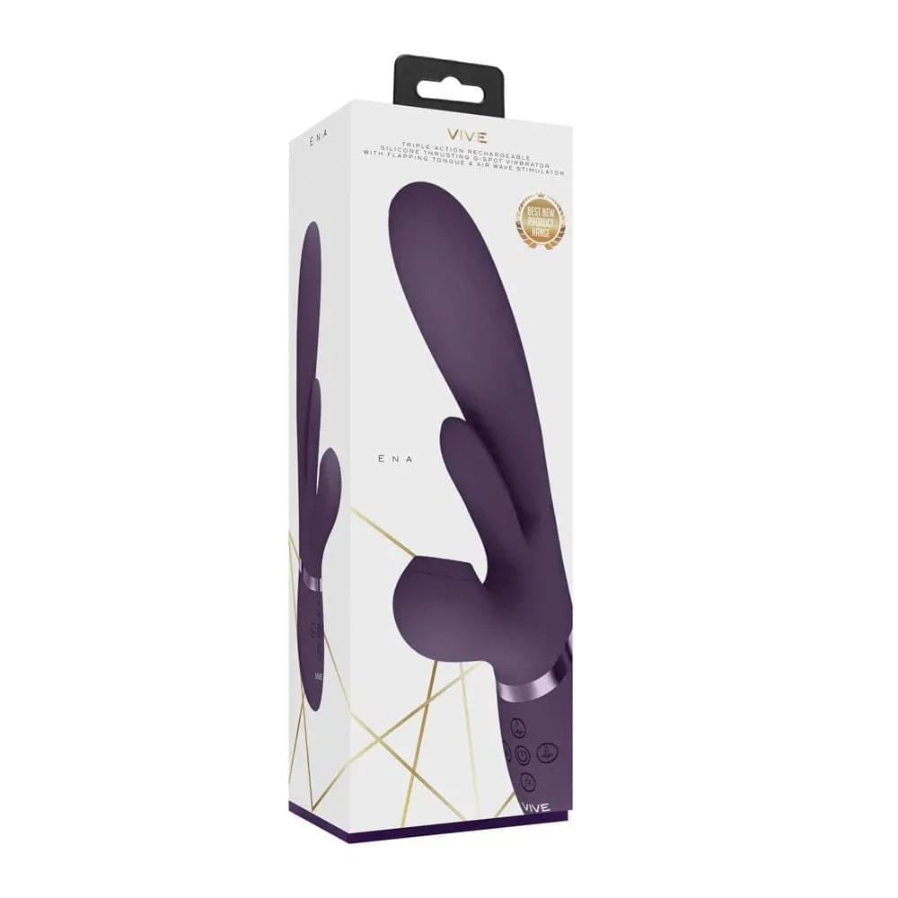 VIVE Ena -  -  25 cm USB Rechargeable Thrusting Vibrator with Air Wave Stimulator Shots Toys Discreet Intimate Essentials.