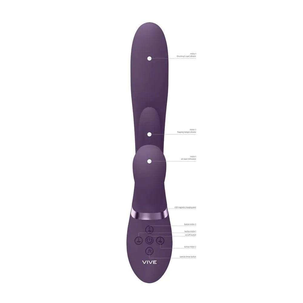 VIVE Ena -  -  25 cm USB Rechargeable Thrusting Vibrator with Air Wave Stimulator Shots Toys Discreet Intimate Essentials.