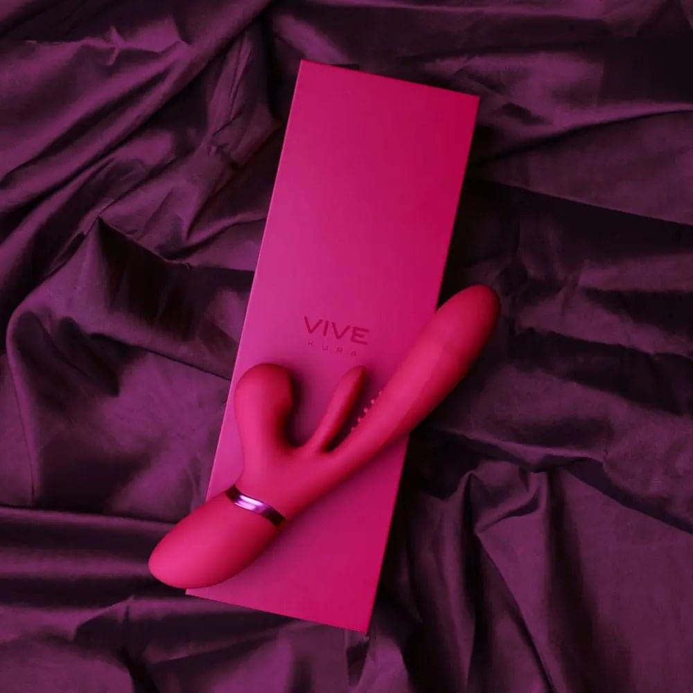 VIVE Ena -  -  25 cm USB Rechargeable Thrusting Vibrator with Air Wave Stimulator Shots Toys Discreet Intimate Essentials.