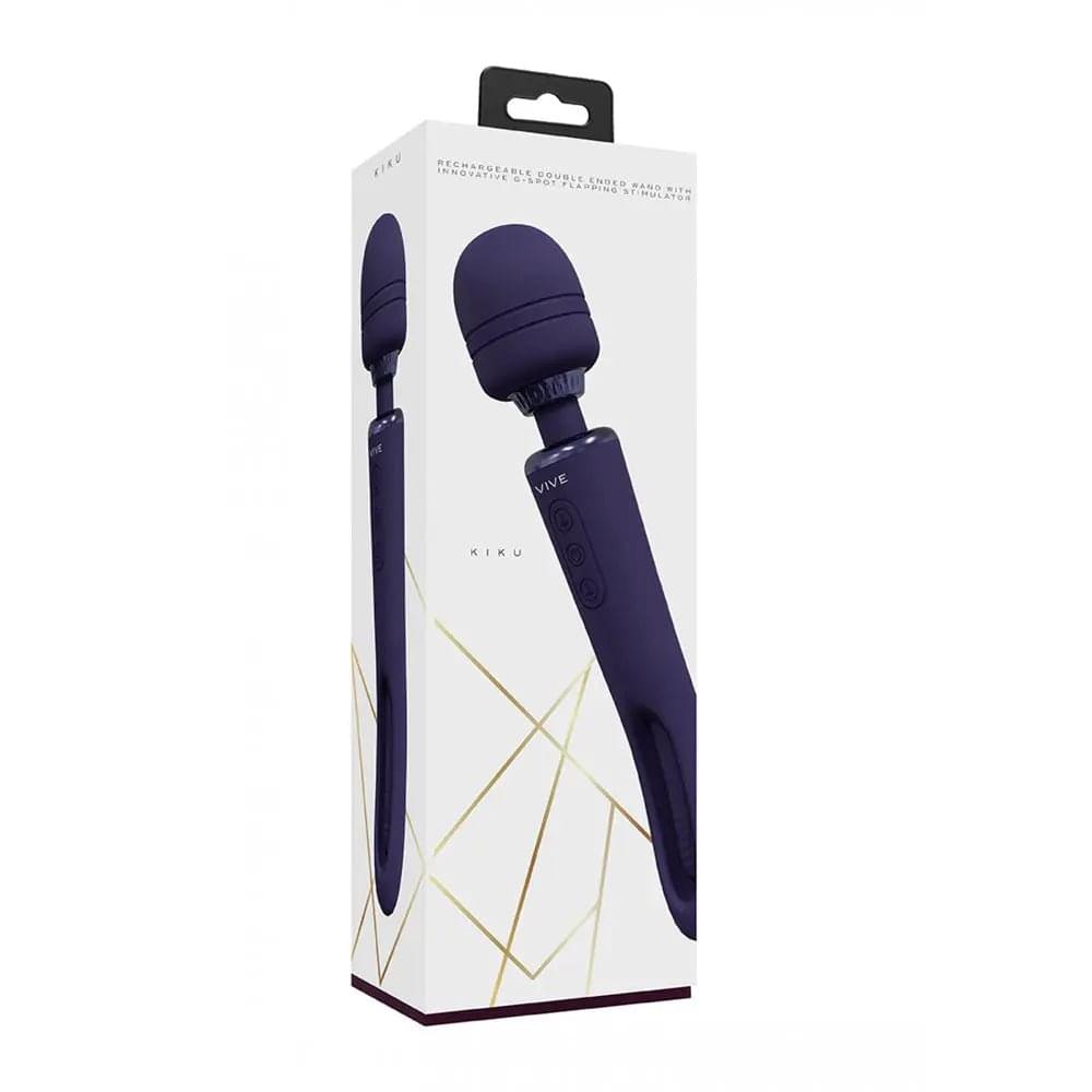 VIVE Kiku -  -  25.2 cm USB Rechargeable Dual End Massage Wand with Flapping Tip Shots Toys Discreet Intimate Essentials.