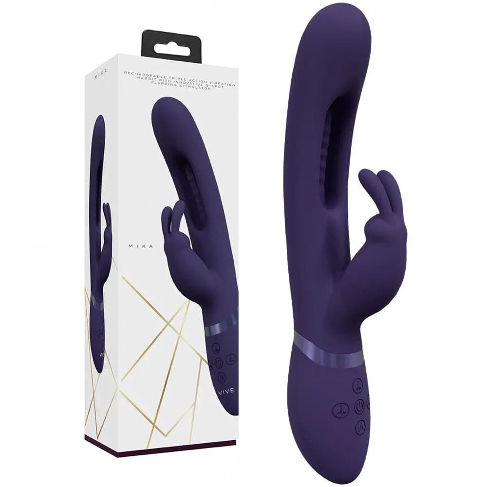VIVE Mika -  -  23.2 cm USB Rechargeable Rabbit Vibrator with Flapping Shaft Shots Toys Discreet Intimate Essentials.