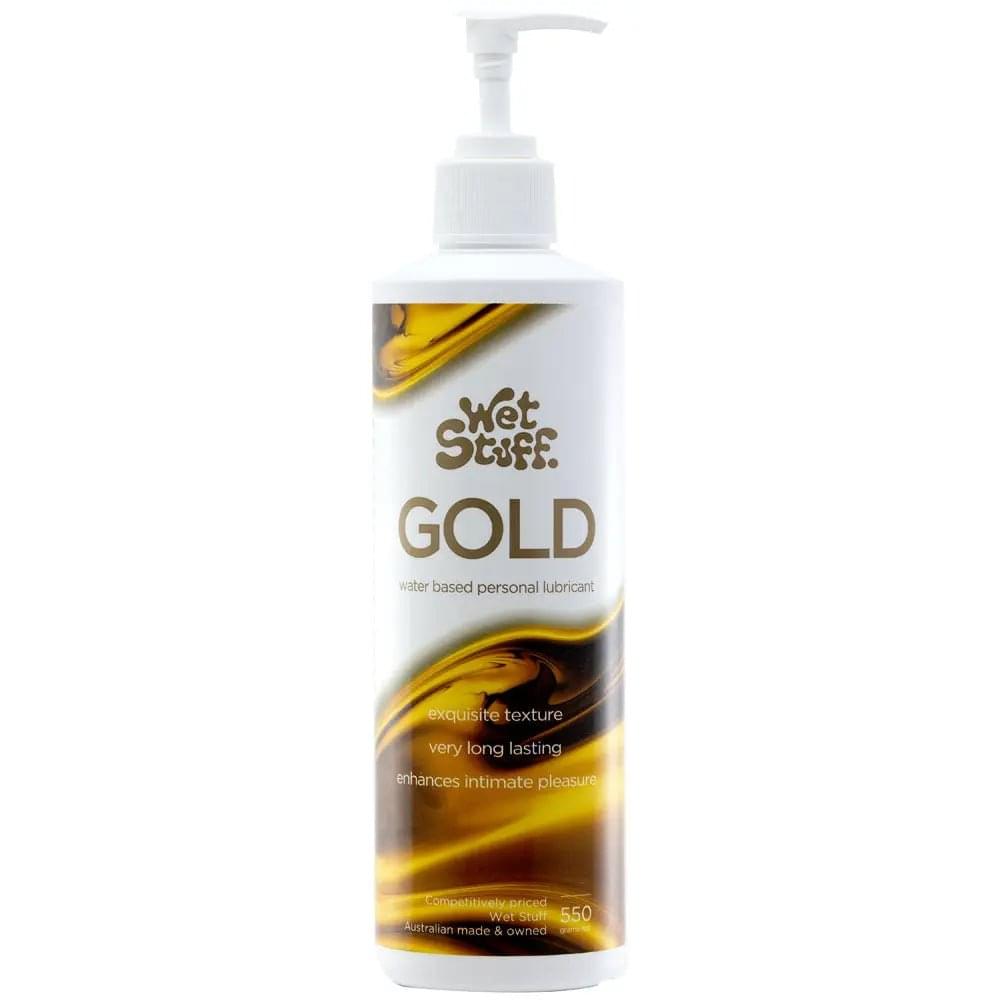 Wet Stuff Gold - 550g Pump - Water Based Lubricant - 550 gram Pump Bottle Wet Stuff Discreet Intimate Essentials.