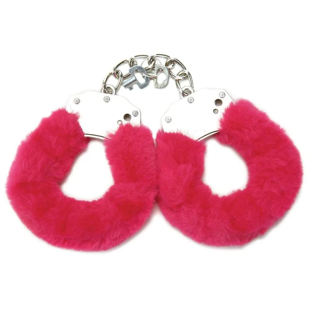 WhipSmart Classic Furry Cuffs - Hot  - Hot  Furry Restraints with Bonus Eye Mask WhipSmart Discreet Intimate Essentials.
