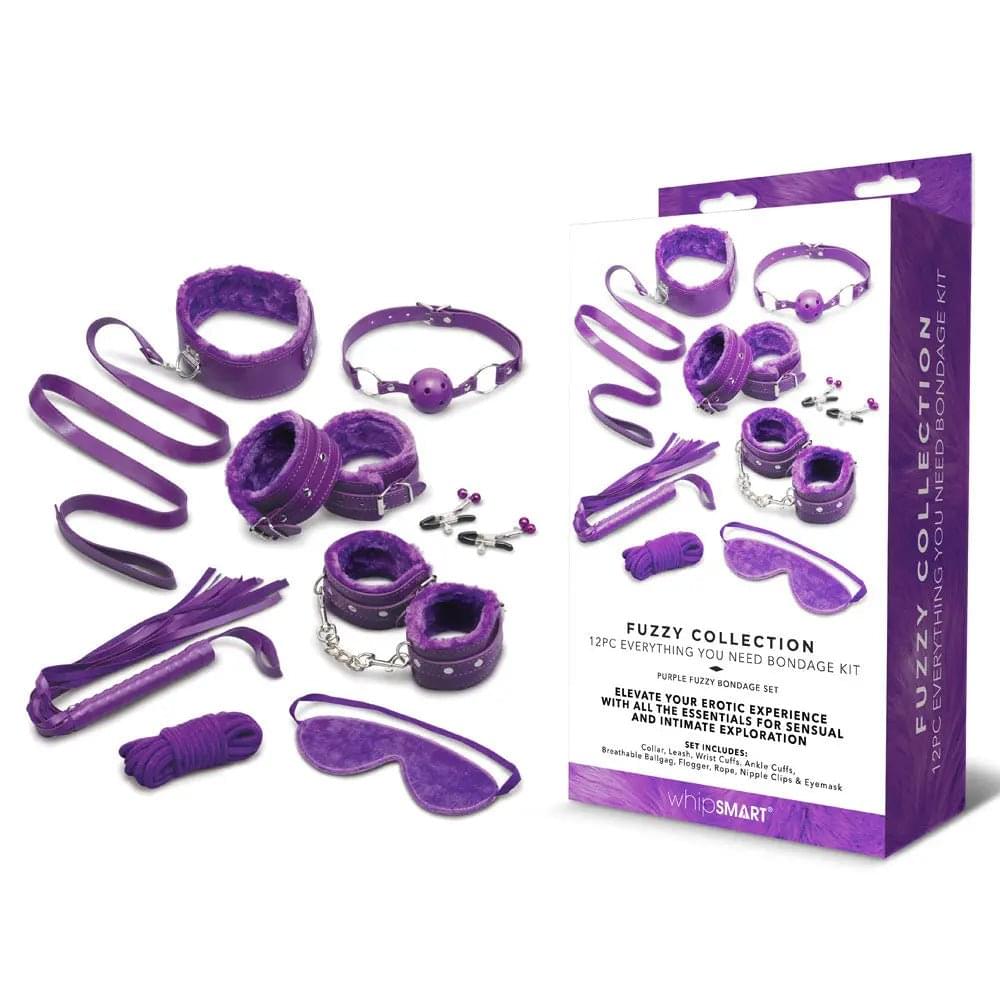WhipSmart Fuzzy Everything You Need Bondage Kit -  Bondage Kit - 12 Piece Set WhipSmart Discreet Intimate Essentials.