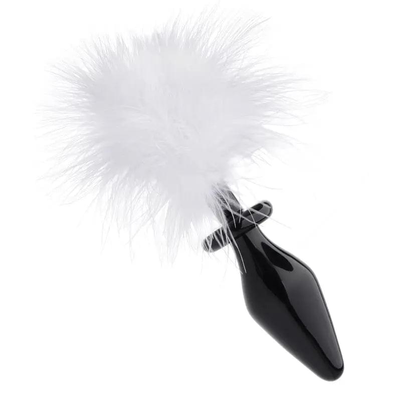 White Fluffer Bunny Tail Glass Anal Plug Tailz Discreet Intimate Essentials.