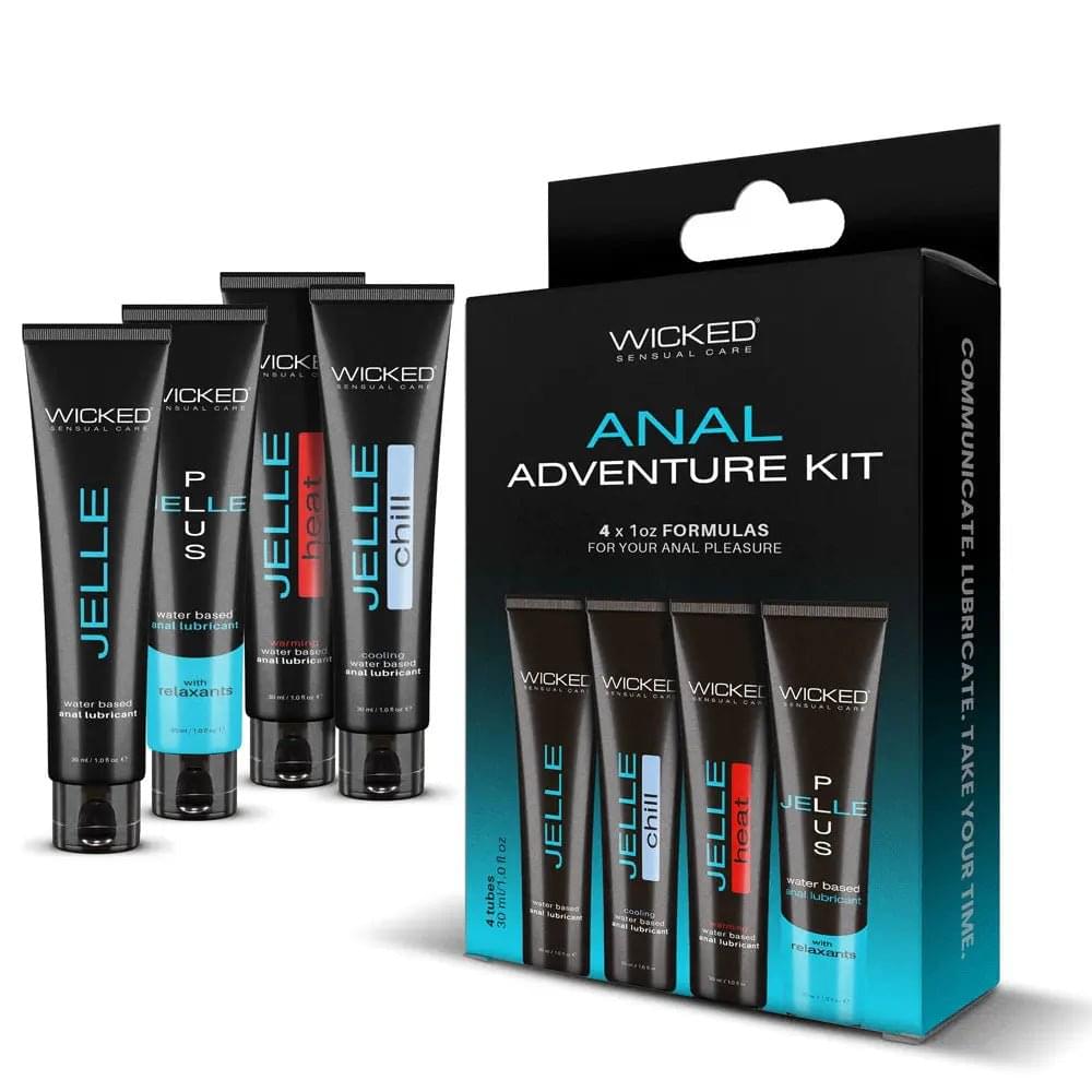 Wicked ANAL ADVENTURE KIT - Mixed Jelle Anal Lubricants 30 ml Bottles - 4 Pack Wicked Discreet Intimate Essentials.