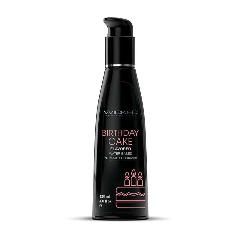 Wicked Aqua Birthday Cake - Birthday Cake Flavoured Water Based Lubricant - 120 ml (4 oz) Bottle Wicked Discreet Intimate Essentials.
