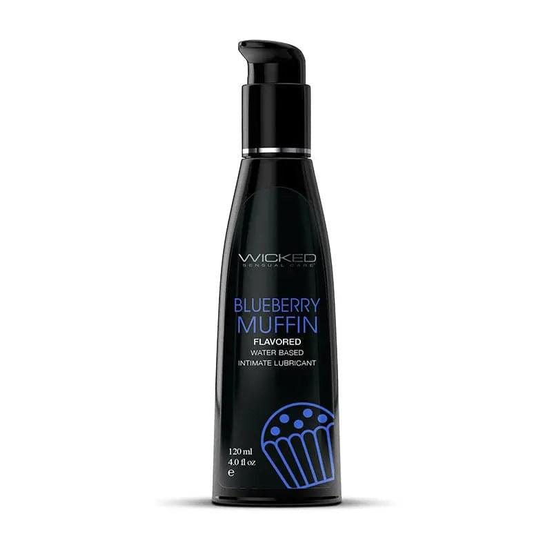 Wicked Aqua Blueberry Muffin - Blueberry Muffin Flavoured Water Based Lubricant - 120 ml (4 oz) Bottle Wicked Discreet Intimate Essentials.