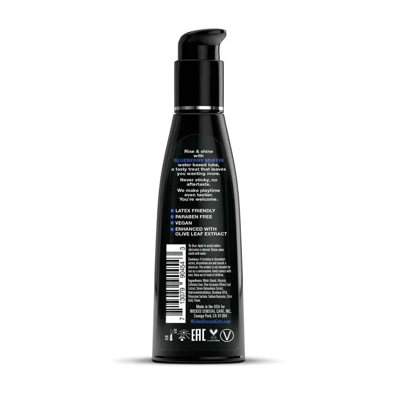 Wicked Aqua Blueberry Muffin - Blueberry Muffin Flavoured Water Based Lubricant - 120 ml (4 oz) Bottle Wicked Discreet Intimate Essentials.