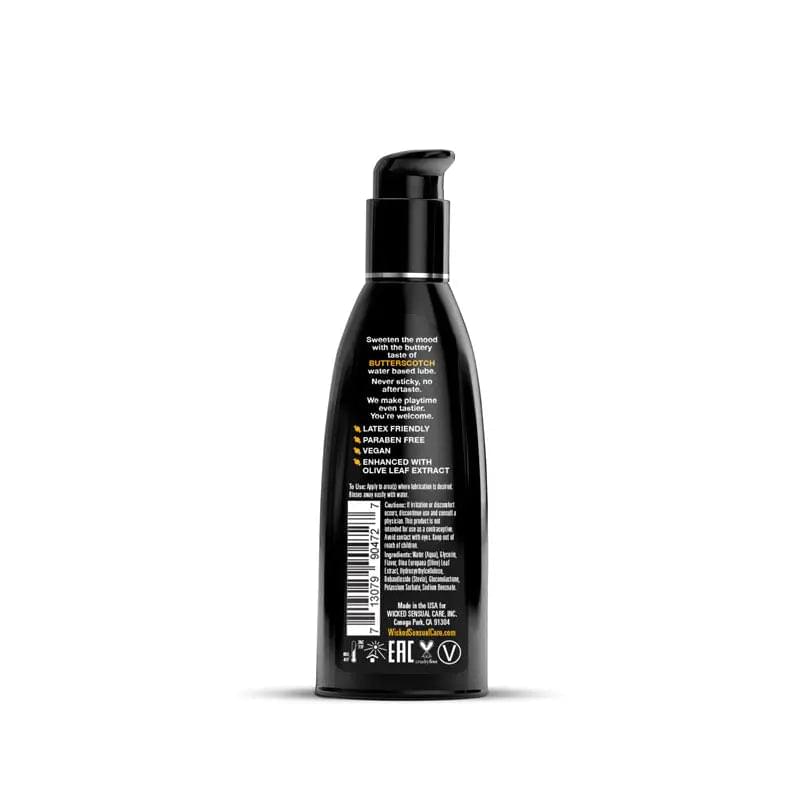 Wicked Aqua Butterscotch - Butterscotch Flavoured Water Based Lubricant - 60 ml (2 oz) Bottle Wicked Discreet Intimate Essentials.
