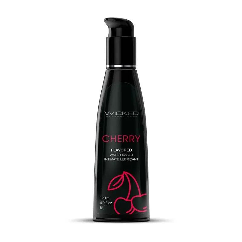 Wicked Aqua Cherry - Cherry Flavoured Water Based Lubricant - 120 ml (4 oz) Bottle Wicked Discreet Intimate Essentials.