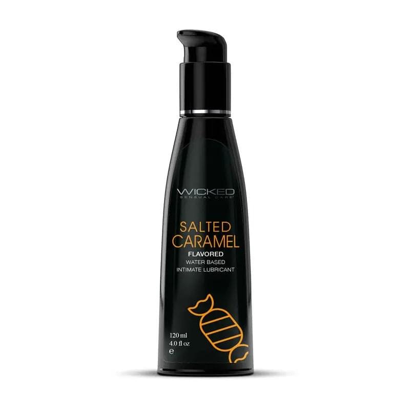 Wicked Aqua Salted Caramel - Salted Caramel Flavoured Water Based Lubricant - 120 ml (4 oz) Bottle Wicked Discreet Intimate Essentials.