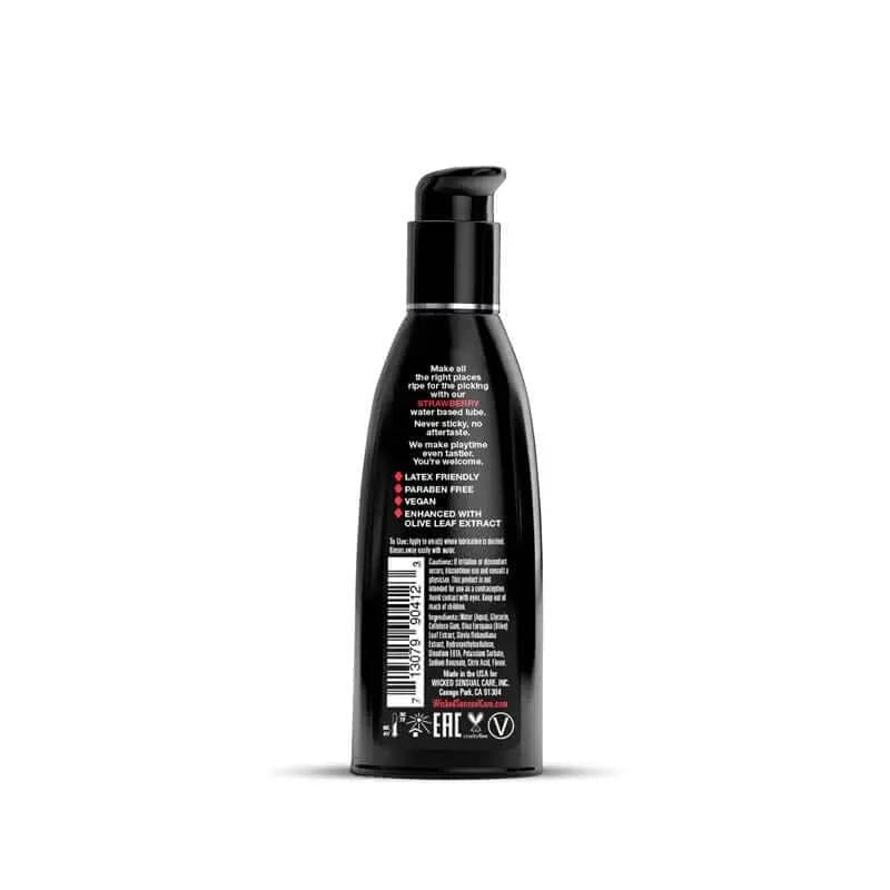 Wicked Aqua Strawberry - Strawberry Flavoured Water Based Lubricant - 60 ml (2 oz) Bottle Wicked Discreet Intimate Essentials.