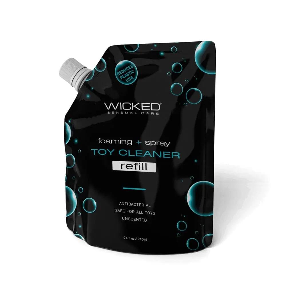 Wicked Foaming & Spray Toy Cleaner Refill - Unscented Antibacterial Toy Cleaner - 710 ml (24 oz) Pouch Wicked Discreet Intimate Essentials.