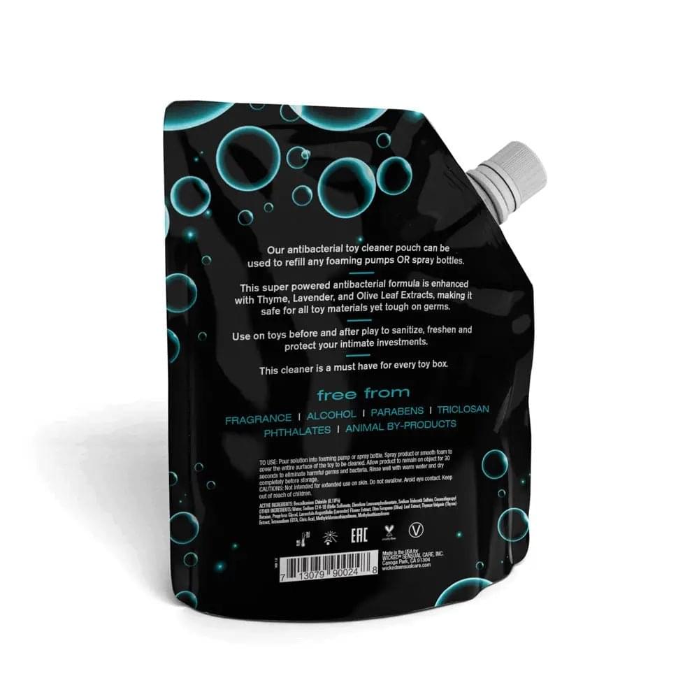 Wicked Foaming & Spray Toy Cleaner Refill - Unscented Antibacterial Toy Cleaner - 710 ml (24 oz) Pouch Wicked Discreet Intimate Essentials.