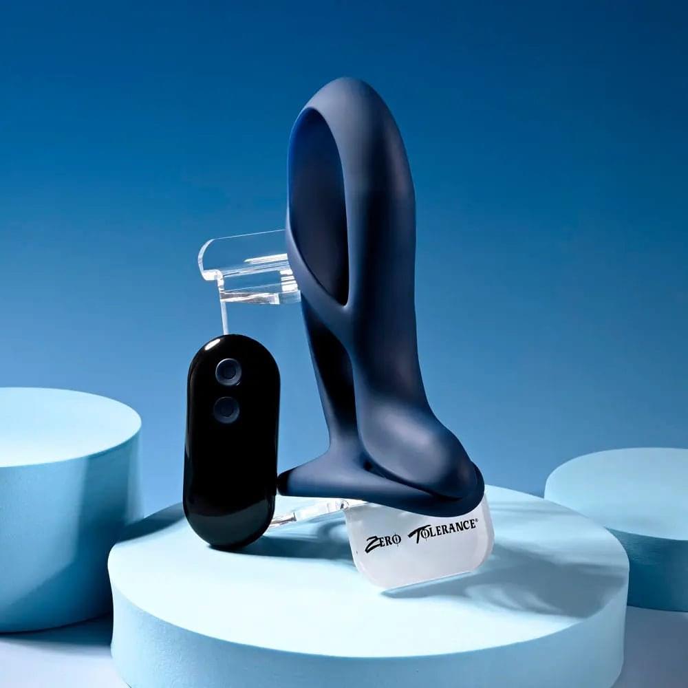 Zero Tolerance BIG TIME - Navy  USB Rechargeable Vibrating Penis Sleeve with Wireless Remote Zero Tolerance Discreet Intimate Essentials.