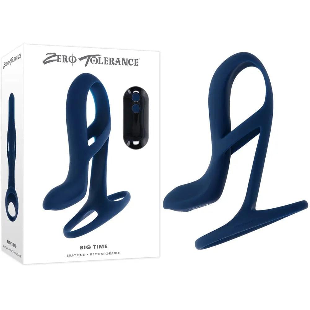 Zero Tolerance BIG TIME - Navy  USB Rechargeable Vibrating Penis Sleeve with Wireless Remote Zero Tolerance Discreet Intimate Essentials.