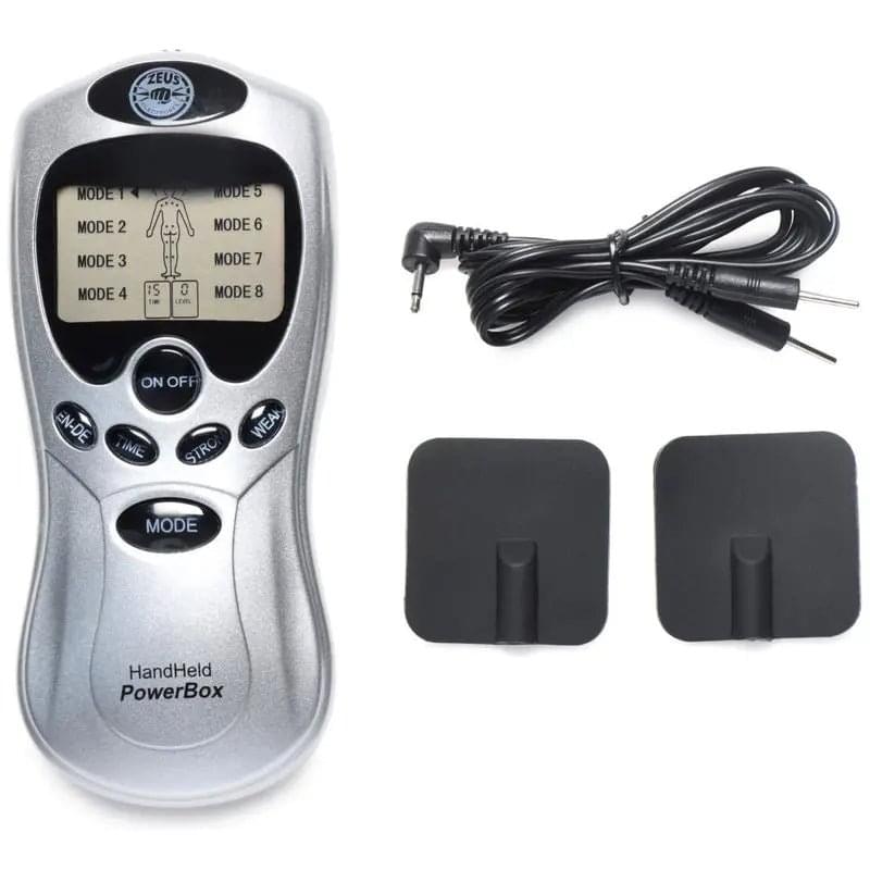 Zeus Handheld 8 Mode Power Box with Black Pads Zeus Discreet Intimate Essentials.