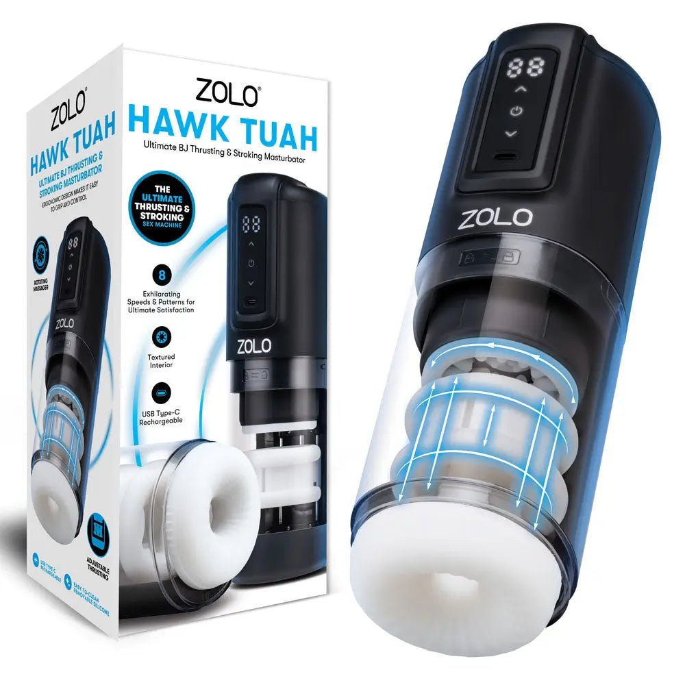 Shop affordable quality Zolo HAWK TUAH Ultimate BJ Stroker - USB Rechargeable Thrusting & Rotating Auto Stroker - Discreet Intimate Essentials - MASTURBATORS - Zolo